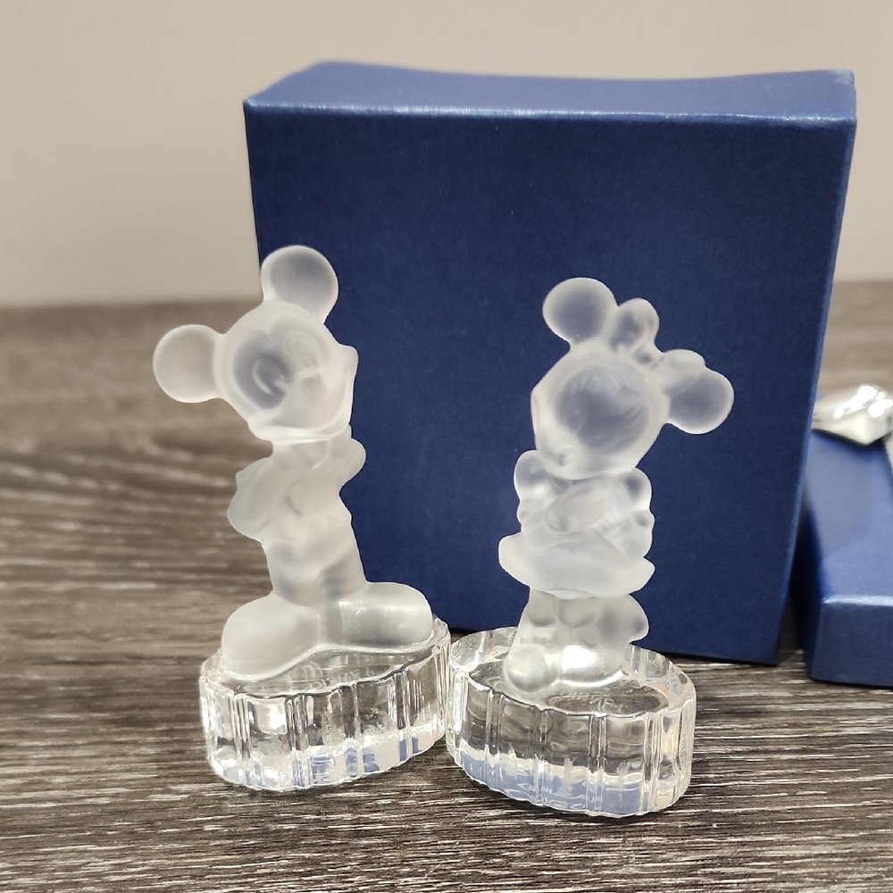 Vintage Goebel Disney Mickey and Minnie Mouse Glass Figurines